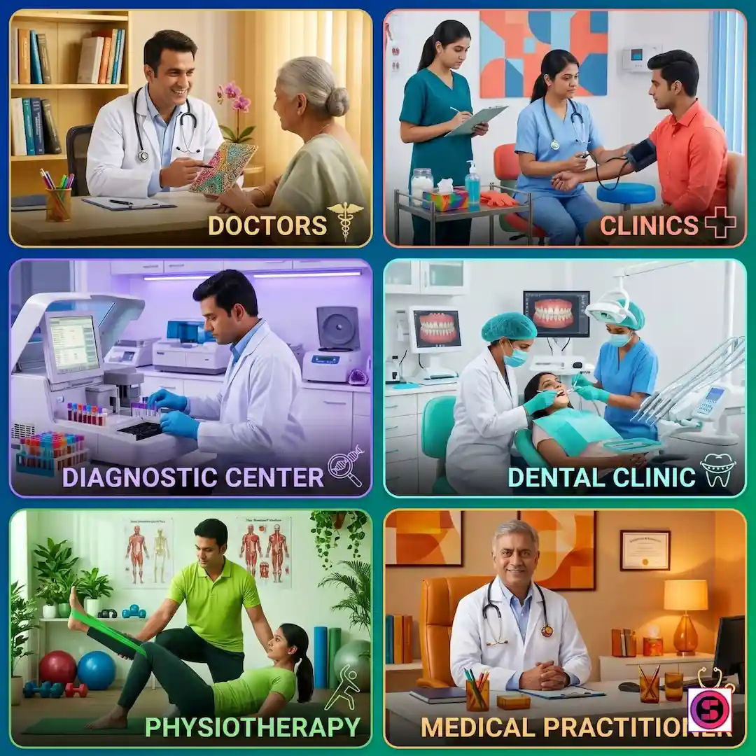 Doctors, clinics, hospitals, diagnostic centers